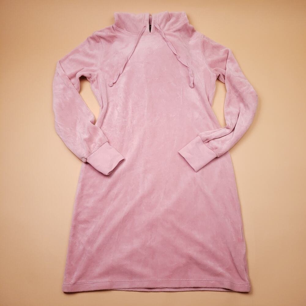 Juicy Couture Black Label Pink Velour Short Sleeve Hooded Dress Size US XS